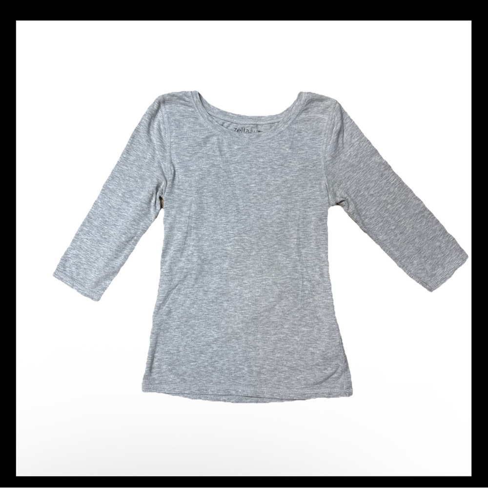 Zella Girl 3/4 Sleeve Crew Neck Cut Out Back T- Shirt Sz L (10-12 Year) Gray